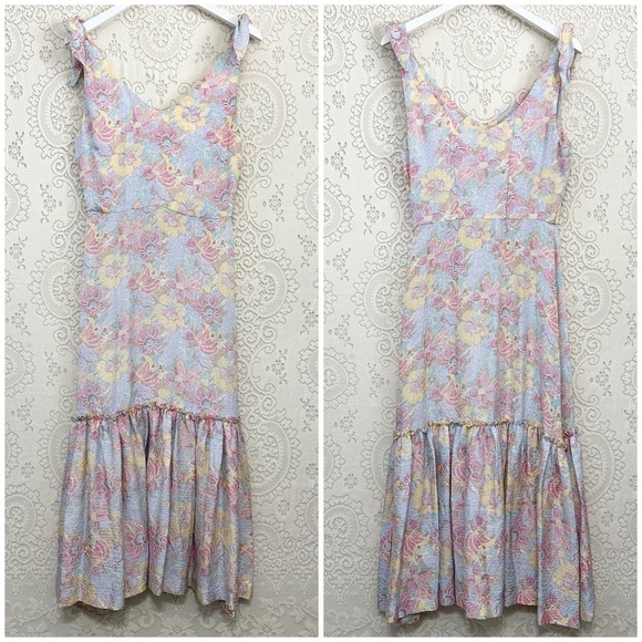 WARM Georgia Dot-Floral Silk Jacquard Shift Dress - Picture 6 of 15